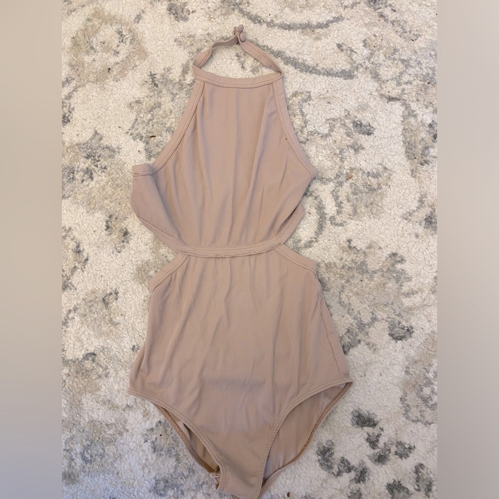 Forever21 Tan Bodysuit Open Back Size Small